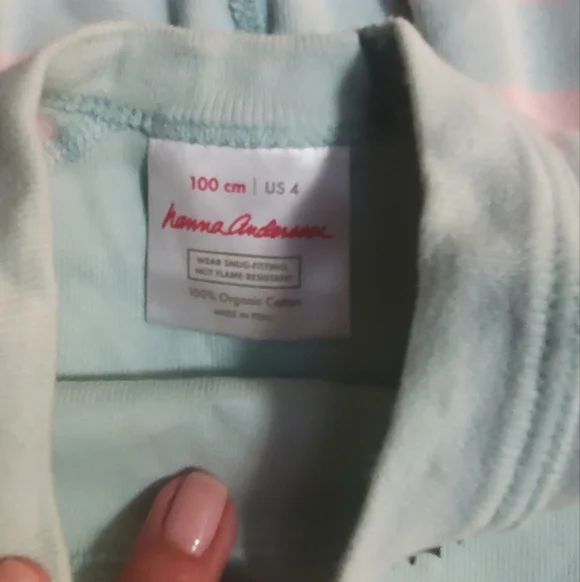 Hanna Andersson-EUC- Striped Pajamas in Light Blue and Pink - Picture 3 of 3